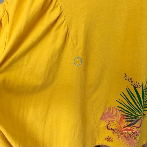 Vintage 90’s Yellow Swing Dress Floral Hand Painted Hawaiian Pockets Women M - Picture 13 of 15